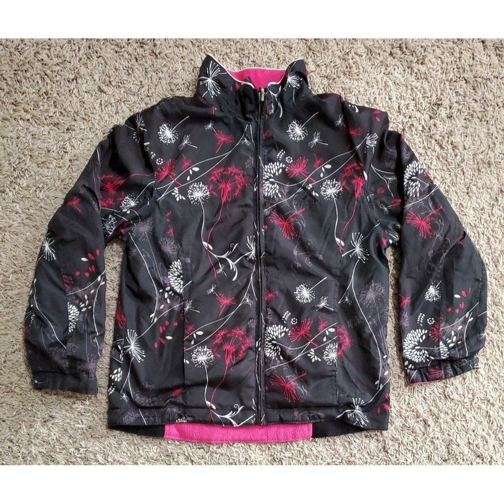 Zero Xposure Girls Size M Reversible Pink Black Jacket Fleece Lightweight‎ 10-12